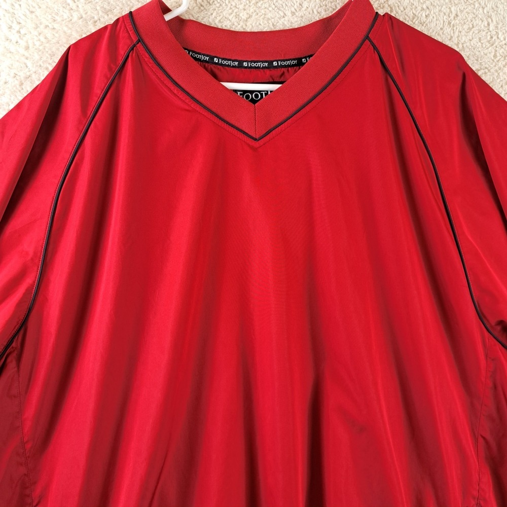 Footjoy Windbreaker Shirt Mens Size XL Red Short Sleeve Zip Pockets Grove Park